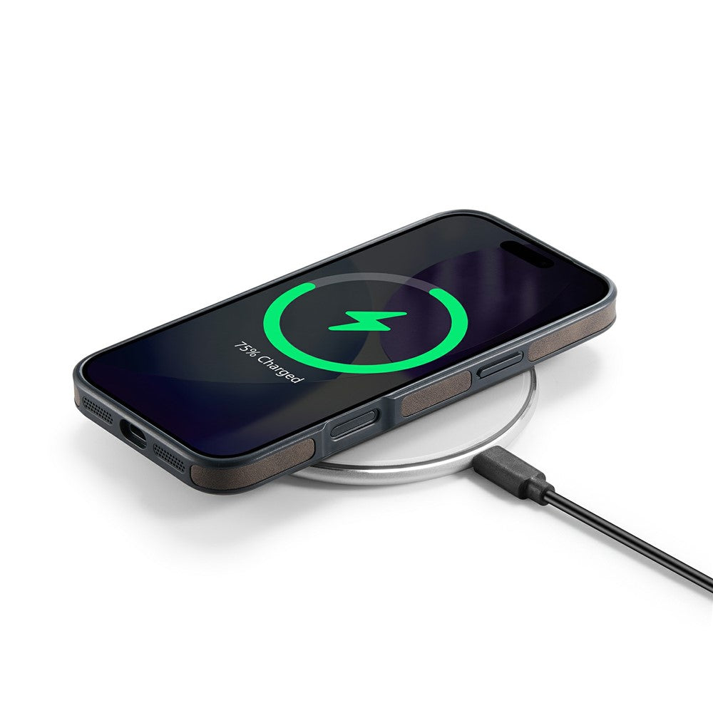 MAGKING K1 Series For iPhone 17 Pro Max Magnetic Case PC + TPU + PU Leather Phone Cover - Coffee