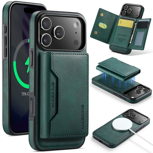 MAGKING K2 Series For iPhone 17 Pro Max Case Compatible with MagSafe PC + TPU + PU Phone Cover - Green