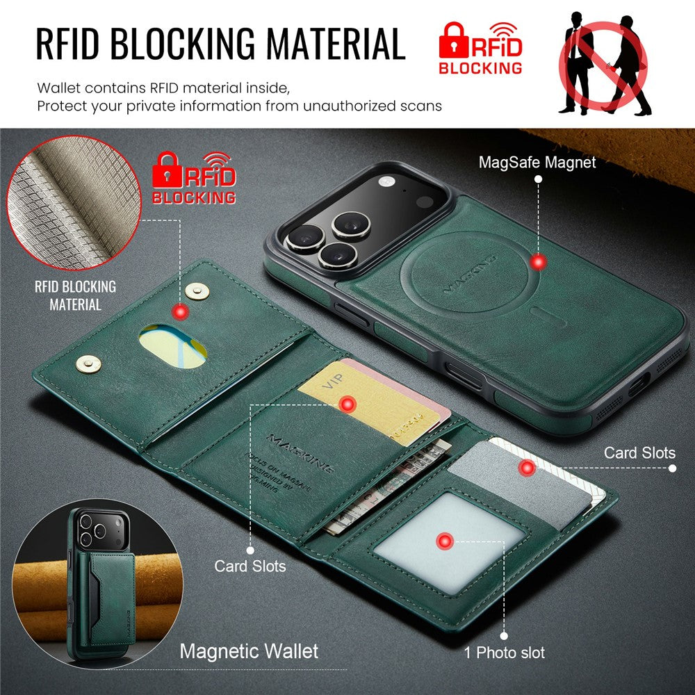 MAGKING K2 Series For iPhone 17 Pro Max Case Compatible with MagSafe PC + TPU + PU Phone Cover - Green