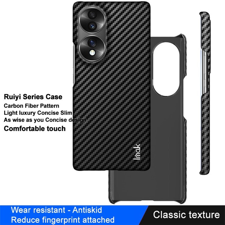 IMAK Ruiyi Series Carbon Fiber Texture Phone Case for Honor 70 5G, Anti-scratch PU Leather Coated PC Back Cover