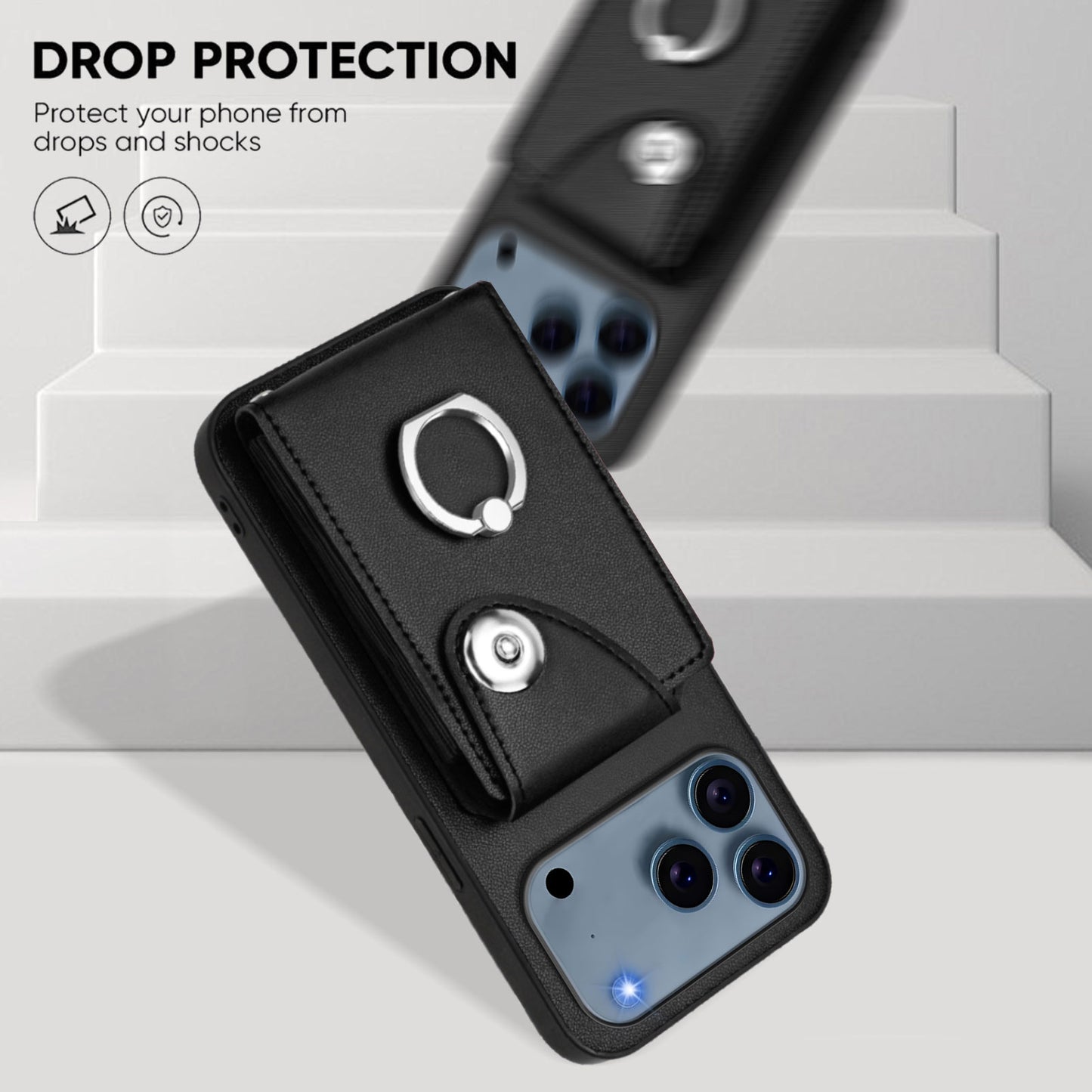 For iPhone 17 Pro Max Case YB Leather Coating Series - Black