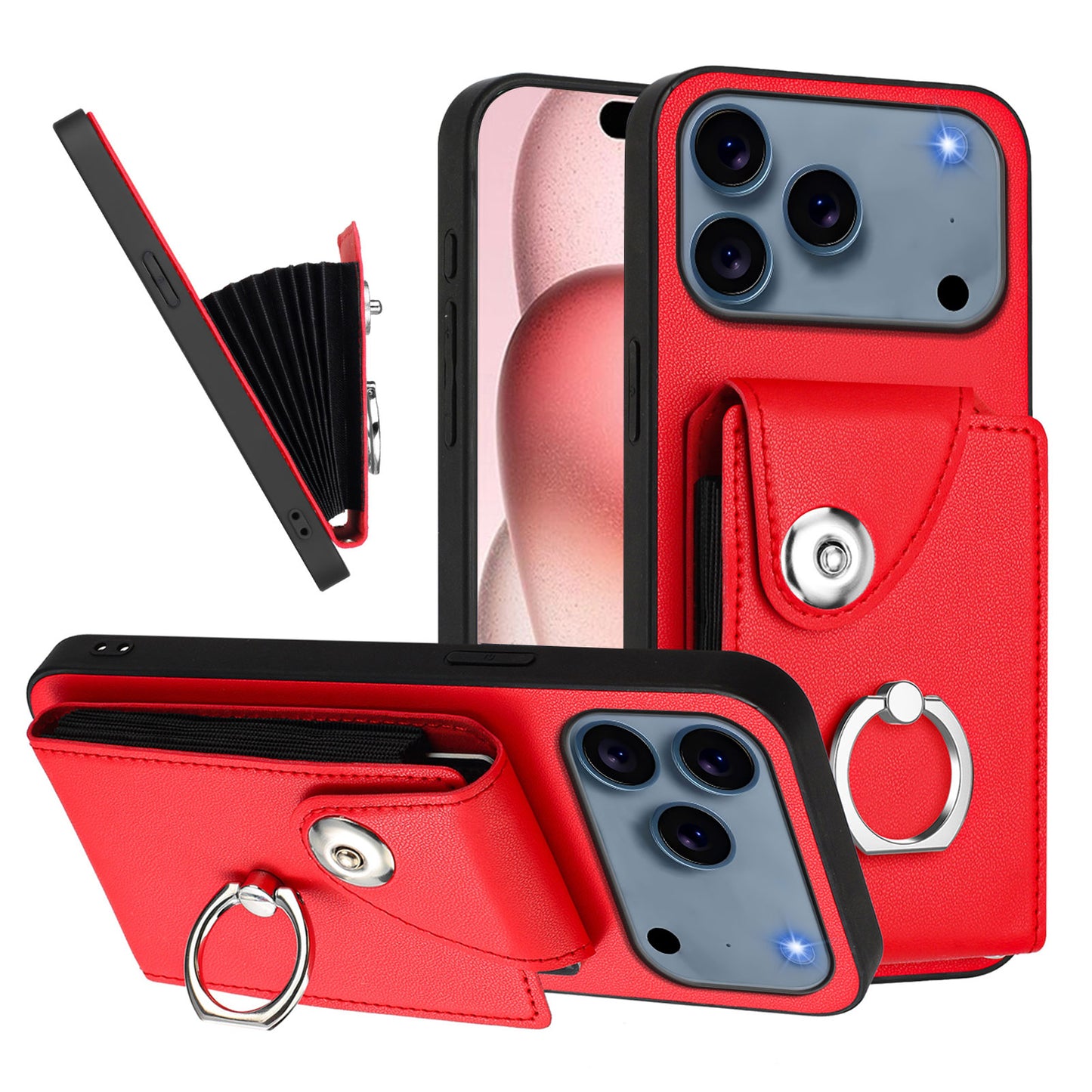 For iPhone 17 Pro Max Case YB Leather Coating Series - Red