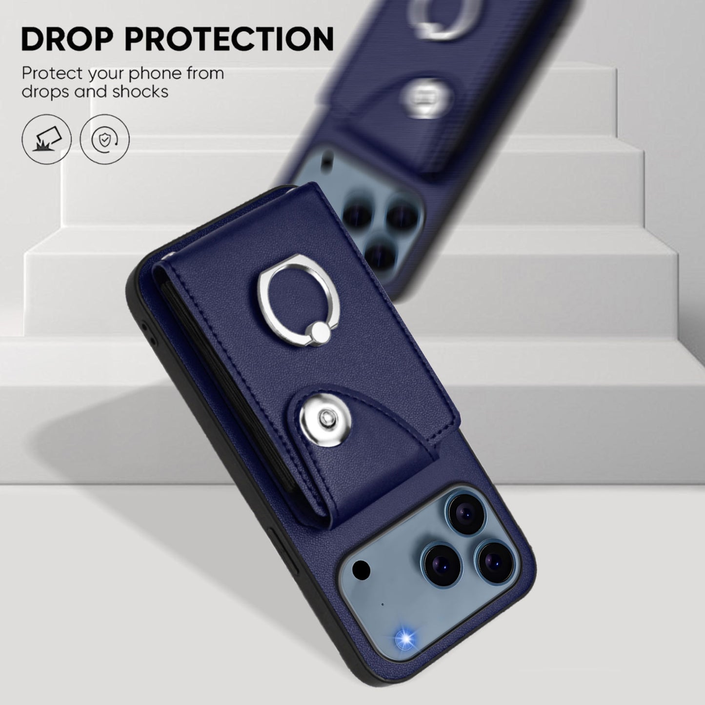 For iPhone 17 Pro Max Case YB Leather Coating Series - Sapphire