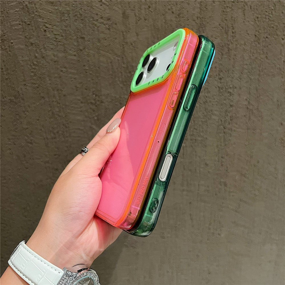 For iPhone 17 Pro Max Case Clear Contrasting Colors Shockproof TPU Phone Back Cover - Green