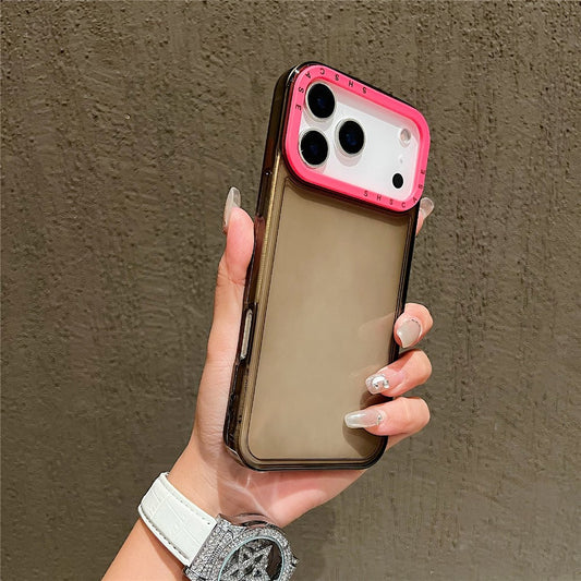 For iPhone 17 Pro Max Case Clear Contrasting Colors Shockproof TPU Phone Back Cover - Grey