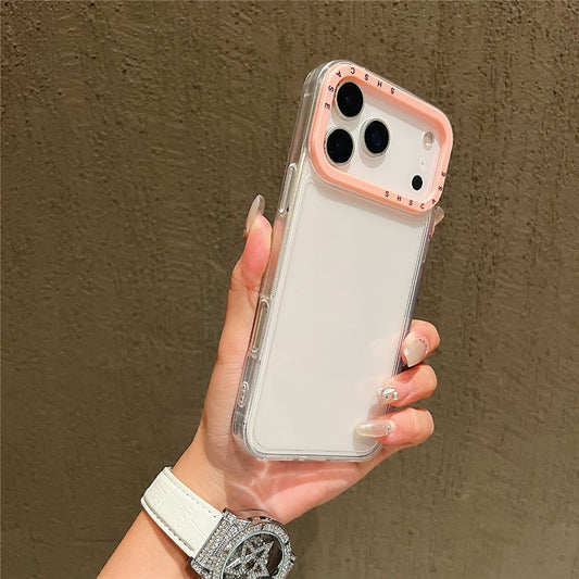 For iPhone 17 Pro Max Case Clear Contrasting Colors Shockproof TPU Phone Back Cover - Transparent