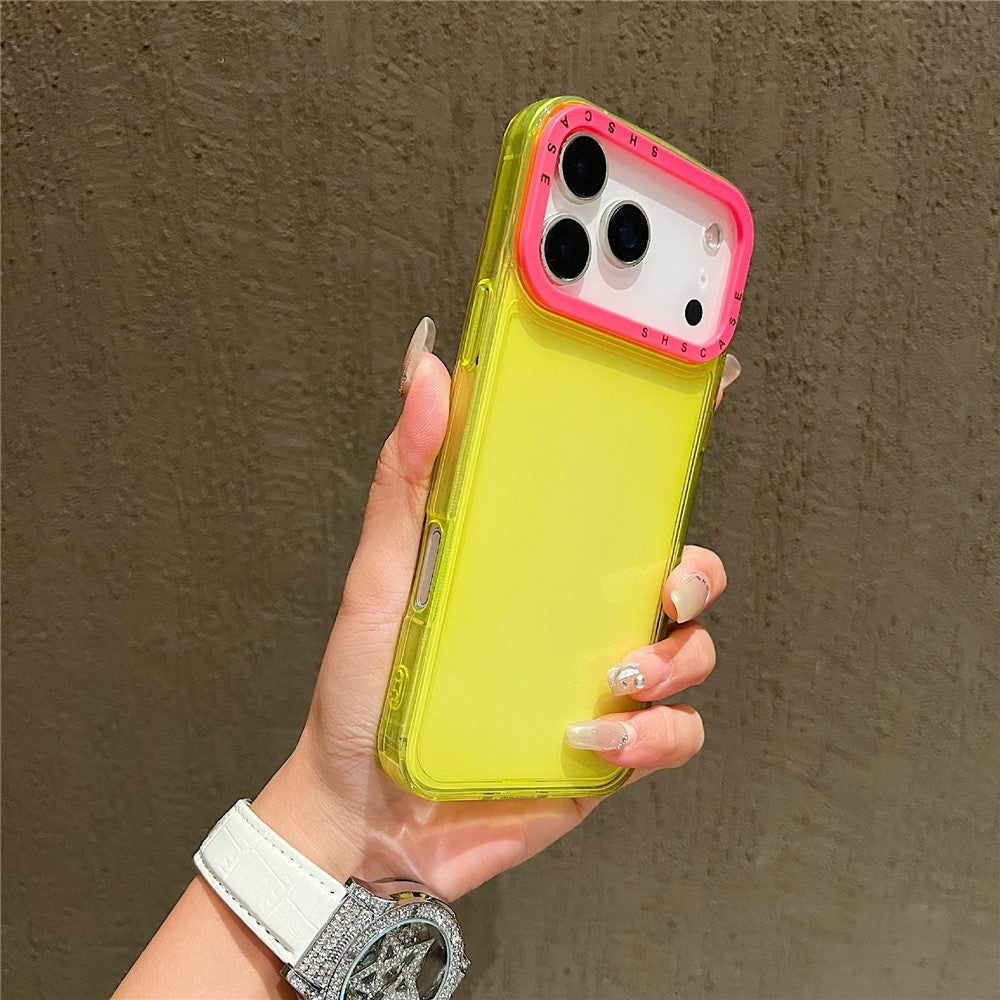 For iPhone 17 Pro Max Case Clear Contrasting Colors Shockproof TPU Phone Back Cover - Yellow