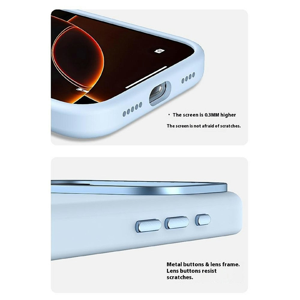 For iPhone 17 Pro Max Case Shockproof Liquid Silicone Phone Back Cover with Metal Lens Frame - Grey