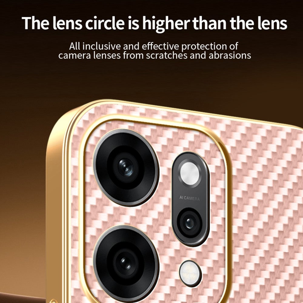 For Oppo Reno14 Pro 5G (Global) Case Carbon Fiber Textured Electroplated TPU Back Cover - Pink