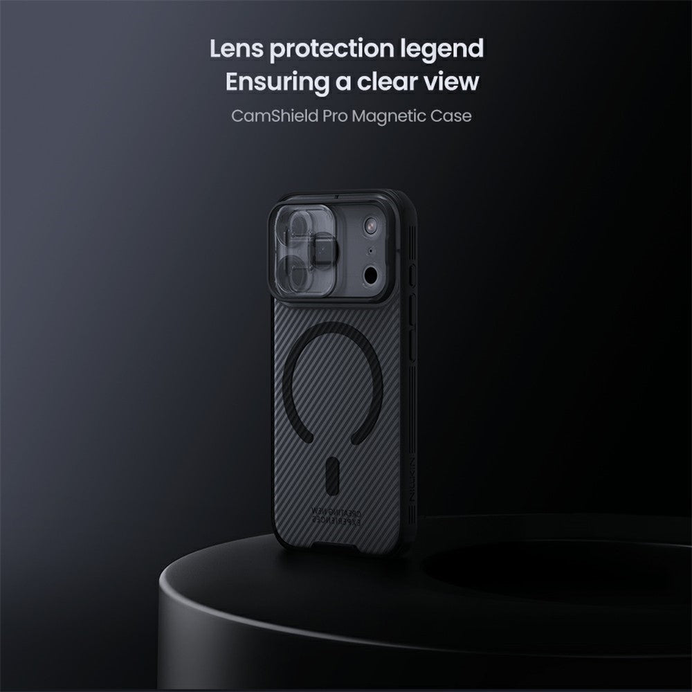 NILLKIN Camshield Pro Magnetic Series For iPhone 17 Pro Max Case TPU + PC Clear Black Phone Cover with Camera Slider