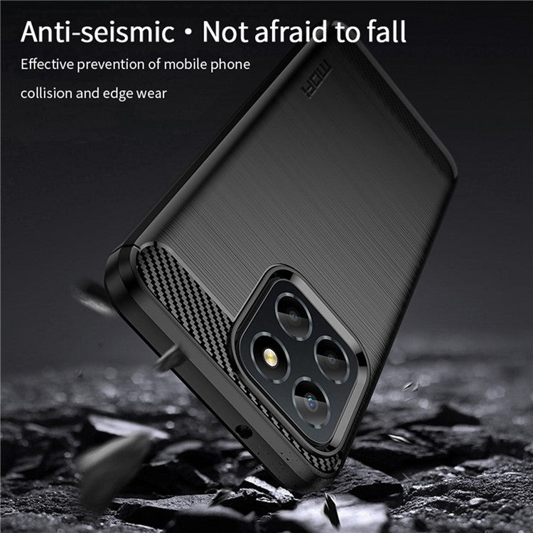 MOFI JK TPU Series-1 for Honor X8 4G / X30i Anti-fingerprint Phone Case Carbon Fiber Texture Flexible TPU Brushed Protective Shell - Black