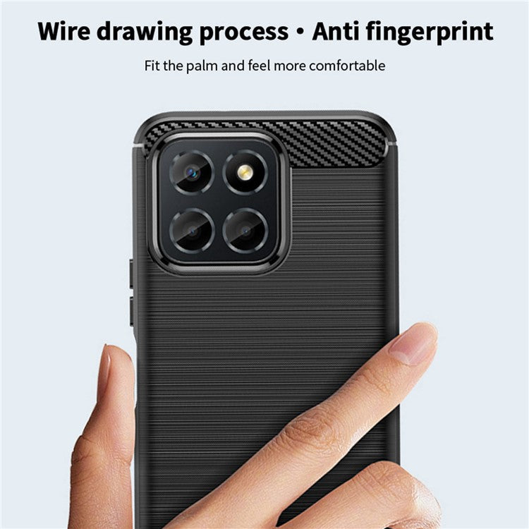 MOFI JK TPU Series-1 for Honor X8 4G / X30i Anti-fingerprint Phone Case Carbon Fiber Texture Flexible TPU Brushed Protective Shell - Black
