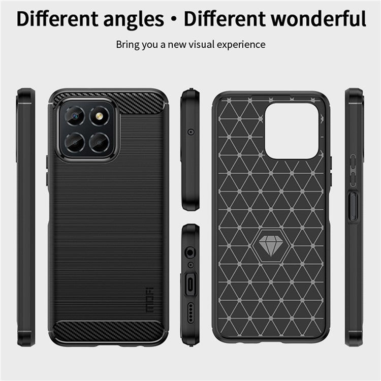 MOFI JK TPU Series-1 for Honor X8 4G / X30i Anti-fingerprint Phone Case Carbon Fiber Texture Flexible TPU Brushed Protective Shell - Black