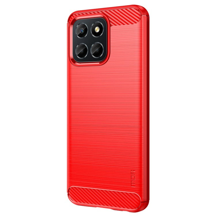 MOFI JK TPU Series-1 for Honor X8 4G / X30i Anti-fingerprint Phone Case Carbon Fiber Texture Flexible TPU Brushed Protective Shell - Red