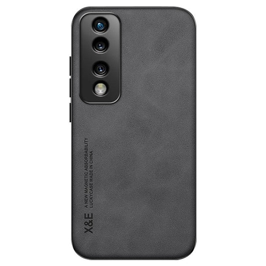 X&E Shockproof Phone Case for Honor 70 Pro 5G, PU Leather TPU+PC Scratch-resistant Skin-Touch Phone Cover Built-In Metal Sheet - Black