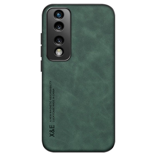 X&E Shockproof Phone Case for Honor 70 Pro 5G, PU Leather TPU+PC Scratch-resistant Skin-Touch Phone Cover Built-In Metal Sheet - Green
