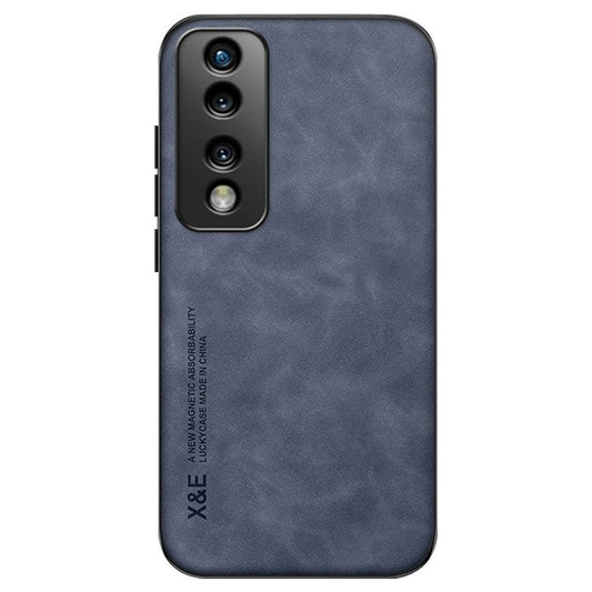 X&E Shockproof Phone Case for Honor 70 Pro 5G, PU Leather TPU+PC Scratch-resistant Skin-Touch Phone Cover Built-In Metal Sheet - Blue