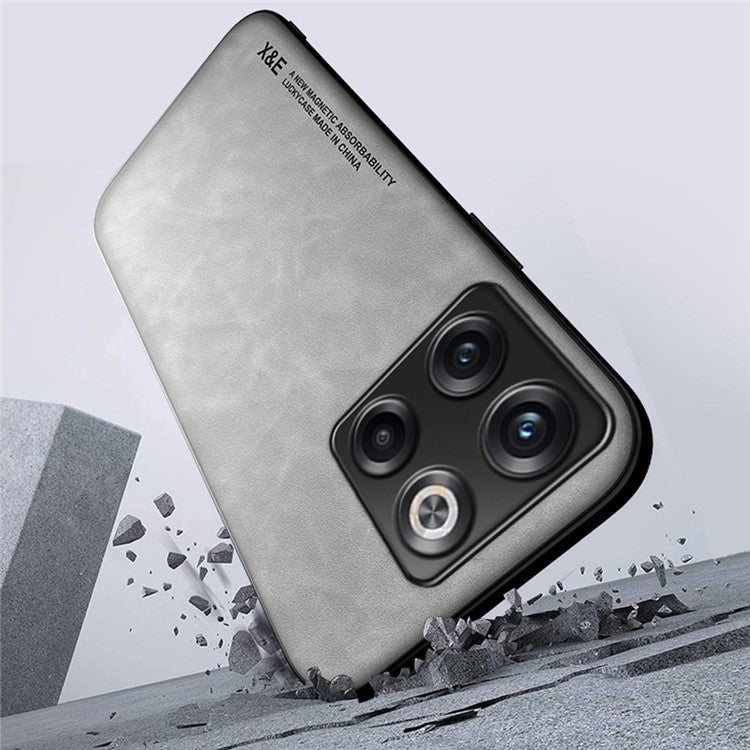X&E For OnePlus Ace Pro 5G / 10T 5G Skin-touch Feeling Phone Case PU Leather Coated TPU+PC Protective Cover Works for Magnetic Car Holder Mount - Black