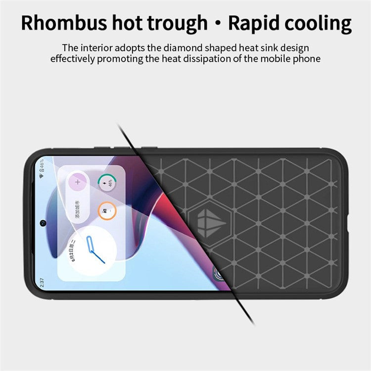 MOFI JK TPU Series-1 for Motorola Moto S30 Pro 5G / Edge 30 Fusion 5G Soft TPU Brushed Phone Case Carbon Fiber Texture Drop-proof Back Cover - Black