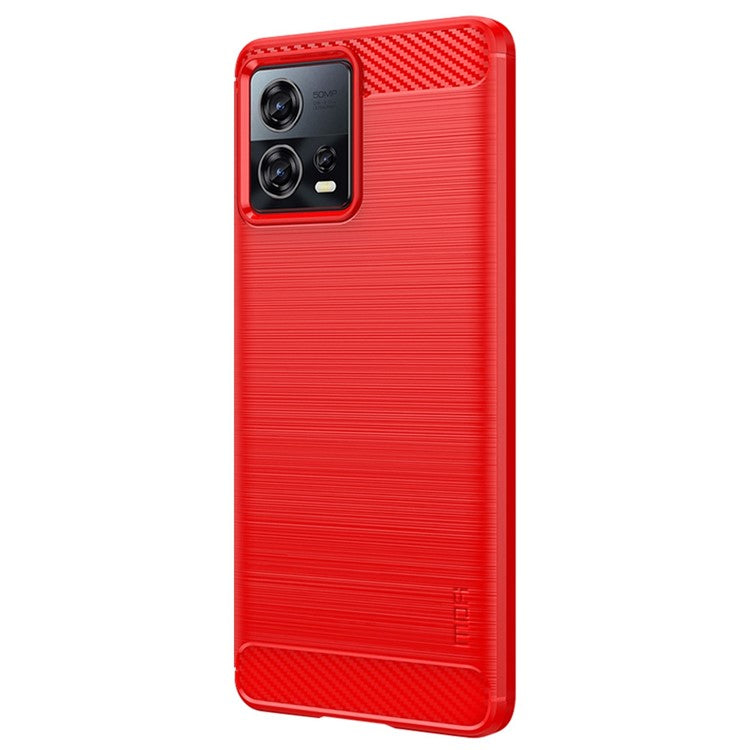 MOFI JK TPU Series-1 for Motorola Moto S30 Pro 5G / Edge 30 Fusion 5G Soft TPU Brushed Phone Case Carbon Fiber Texture Drop-proof Back Cover - Red