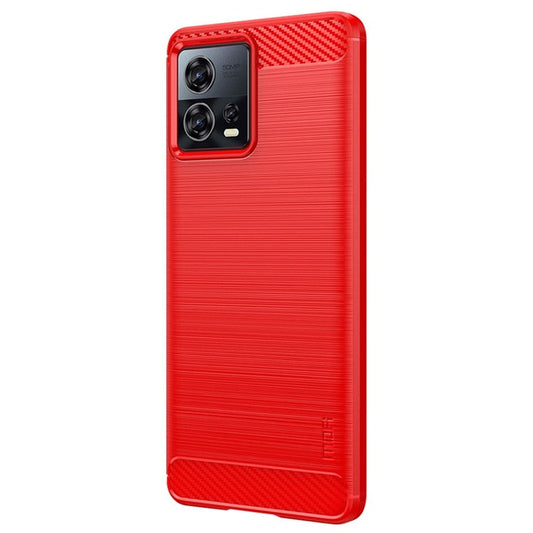 MOFI JK TPU Series-1 for Motorola Moto S30 Pro 5G / Edge 30 Fusion 5G Soft TPU Brushed Phone Case Carbon Fiber Texture Drop-proof Back Cover - Red