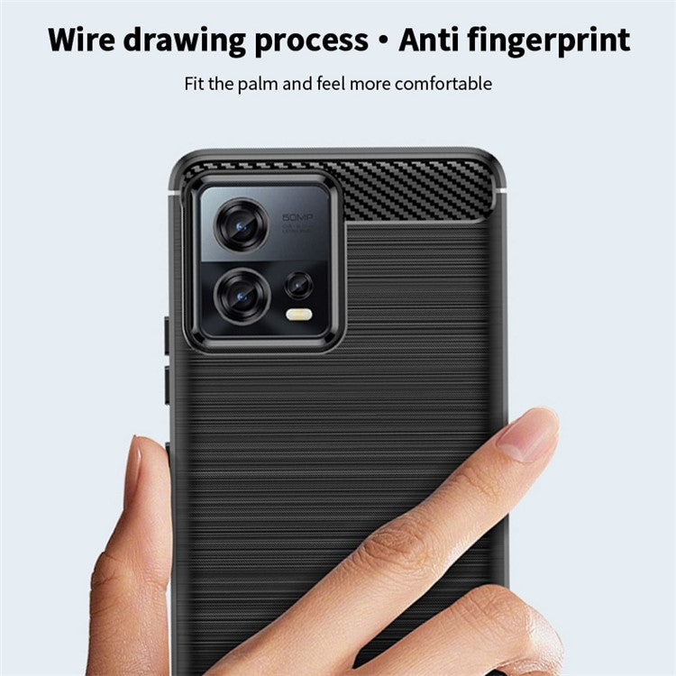 MOFI JK TPU Series-1 for Motorola Moto S30 Pro 5G / Edge 30 Fusion 5G Soft TPU Brushed Phone Case Carbon Fiber Texture Drop-proof Back Cover - Red