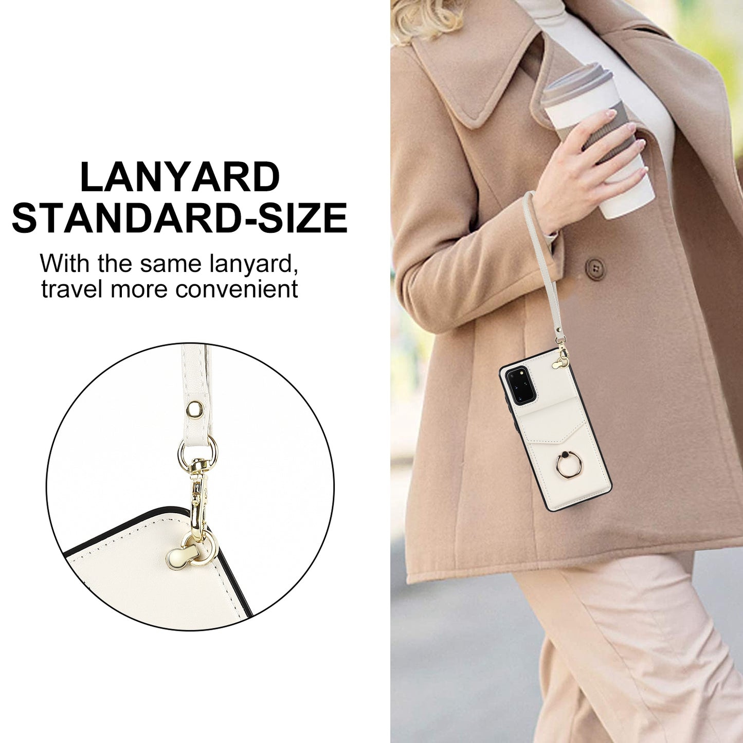 For Samsung Galaxy S20 Plus 4G / 5G Accordion Style RFID Blocking Card Holder Ring Kickstand Case Anti-drop PU Leather+TPU Cover - Beige