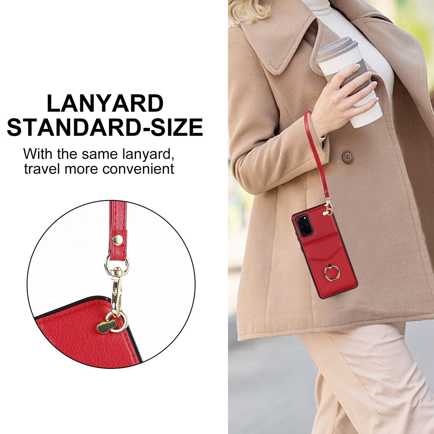 For Samsung Galaxy S20 Plus 4G / 5G Accordion Style RFID Blocking Card Holder Ring Kickstand Case Anti-drop PU Leather+TPU Cover - Red
