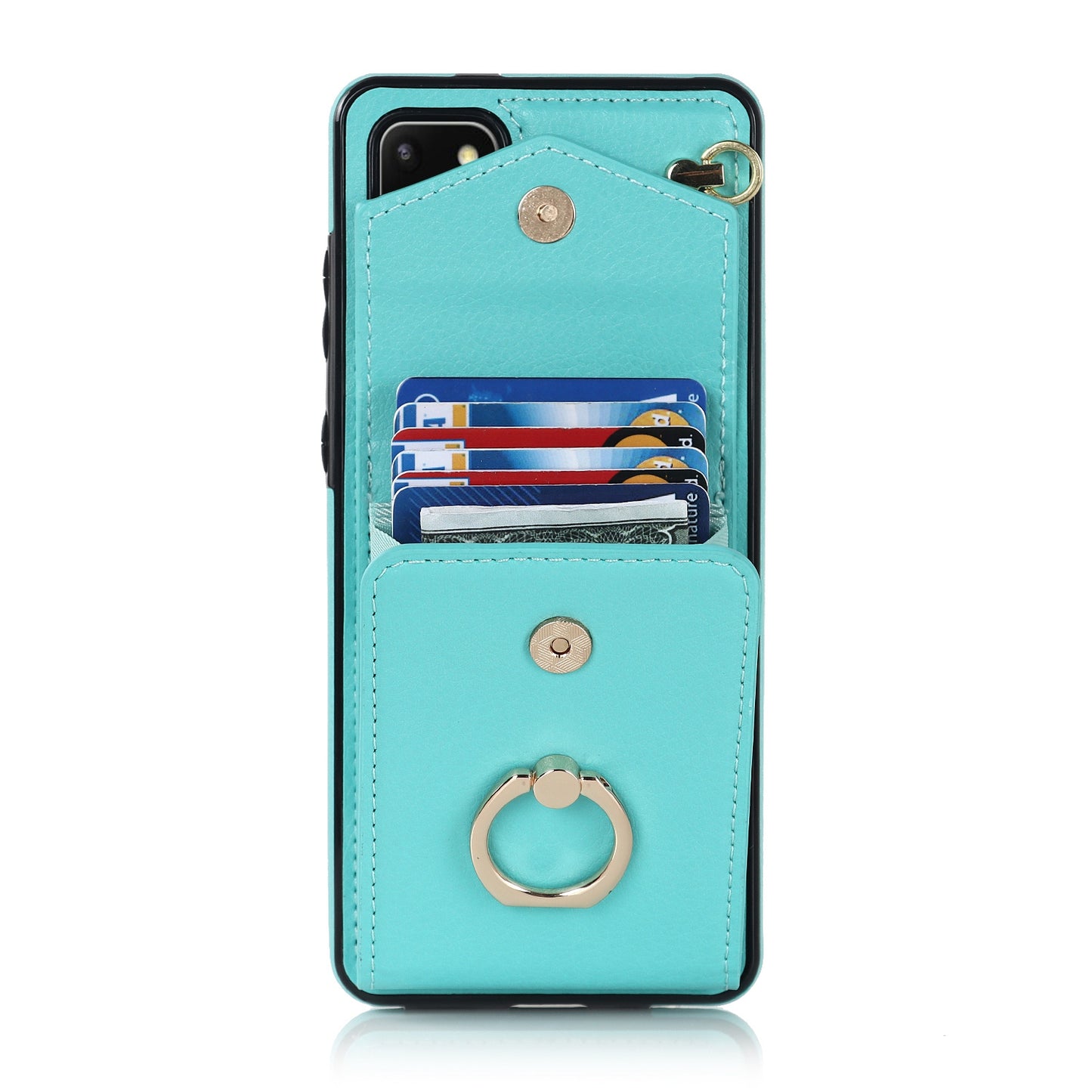 For Samsung Galaxy S20 Plus 4G / 5G Accordion Style RFID Blocking Card Holder Ring Kickstand Case Anti-drop PU Leather+TPU Cover - Mint Green