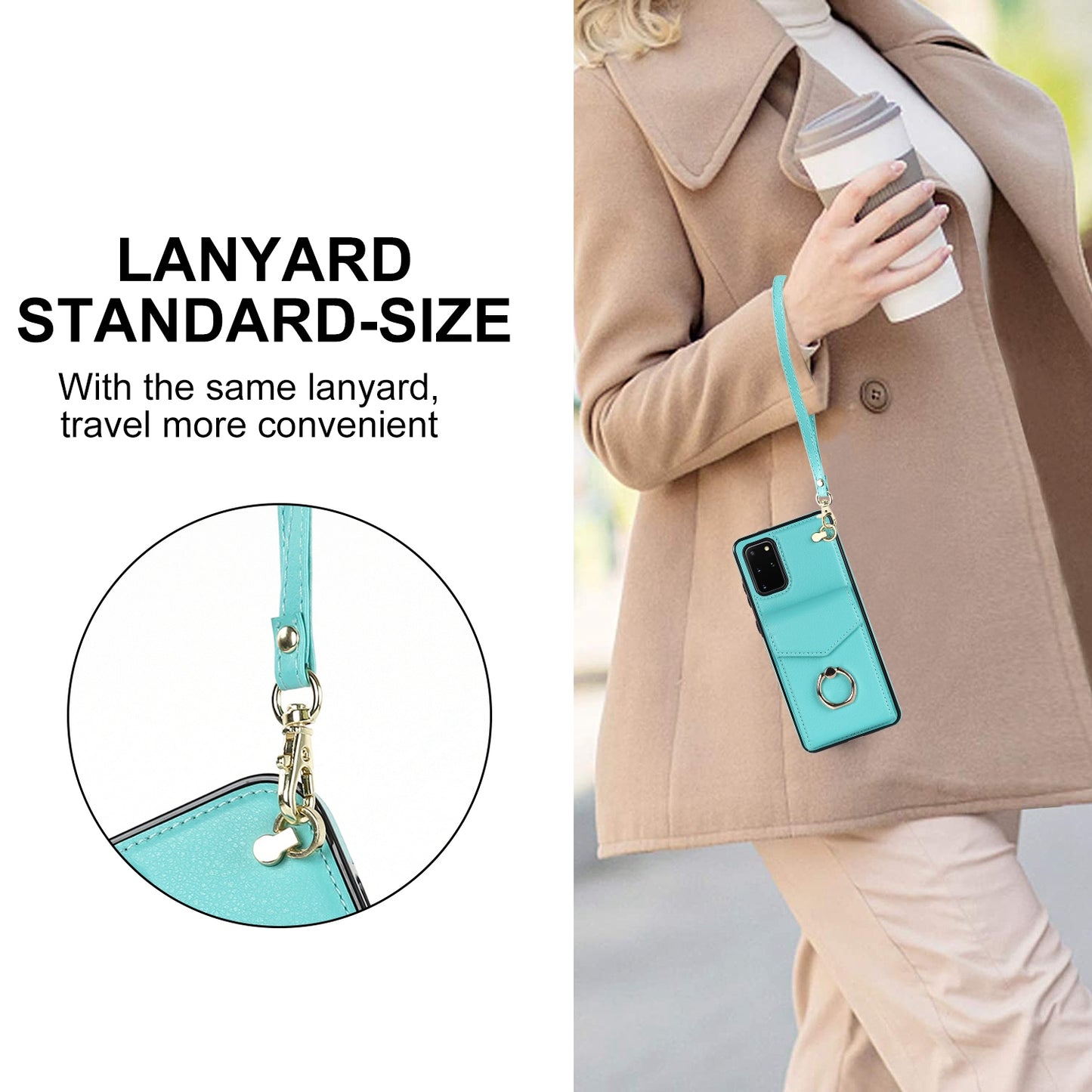 For Samsung Galaxy S20 Plus 4G / 5G Accordion Style RFID Blocking Card Holder Ring Kickstand Case Anti-drop PU Leather+TPU Cover - Mint Green
