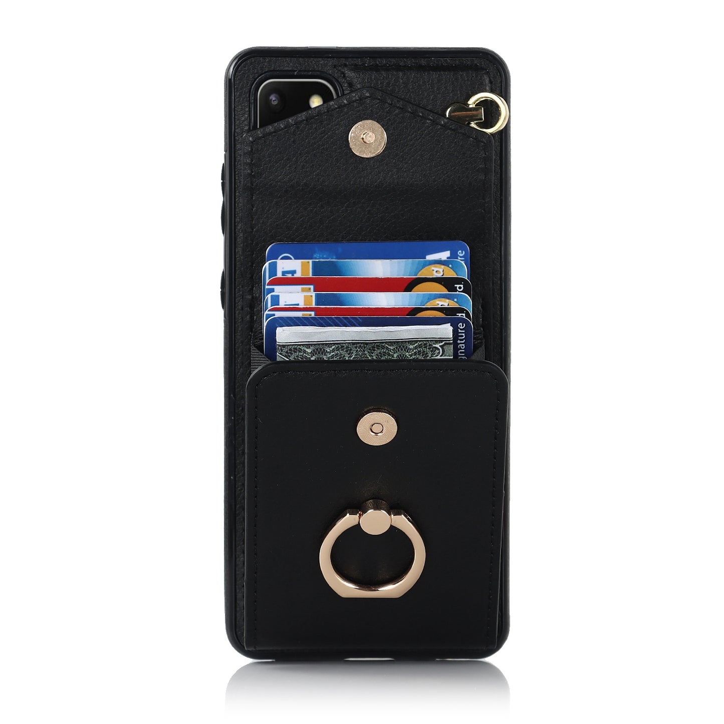 For Samsung Galaxy S20 Plus 4G / 5G Accordion Style RFID Blocking Card Holder Ring Kickstand Case Anti-drop PU Leather+TPU Cover - Black