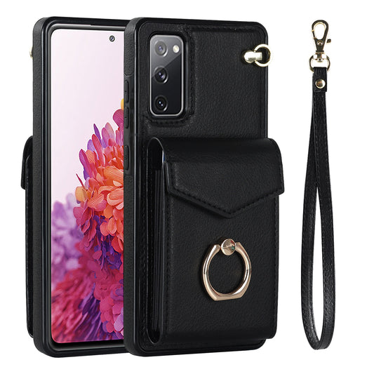 For Samsung Galaxy S20 FE 5G / S20 FE / S20 FE 2022 / S20 Lite Accordion Style PU Leather+TPU Kickstand Case RFID Blocking Multiple Card Slots Phone Cover - Black