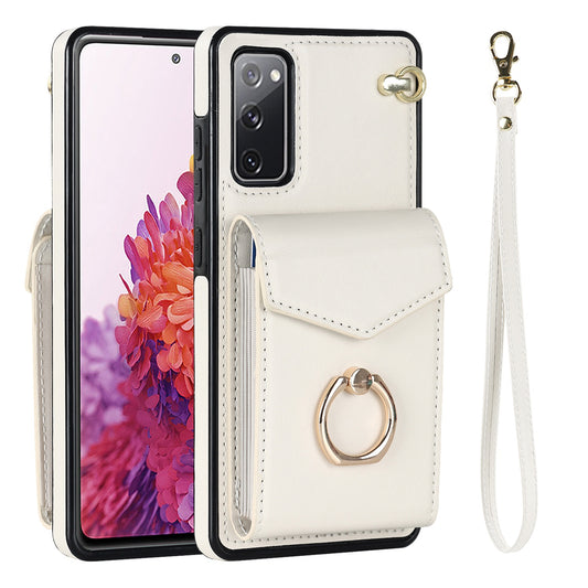 For Samsung Galaxy S20 FE 5G / S20 FE / S20 FE 2022 / S20 Lite Accordion Style PU Leather+TPU Kickstand Case RFID Blocking Multiple Card Slots Phone Cover - Beige