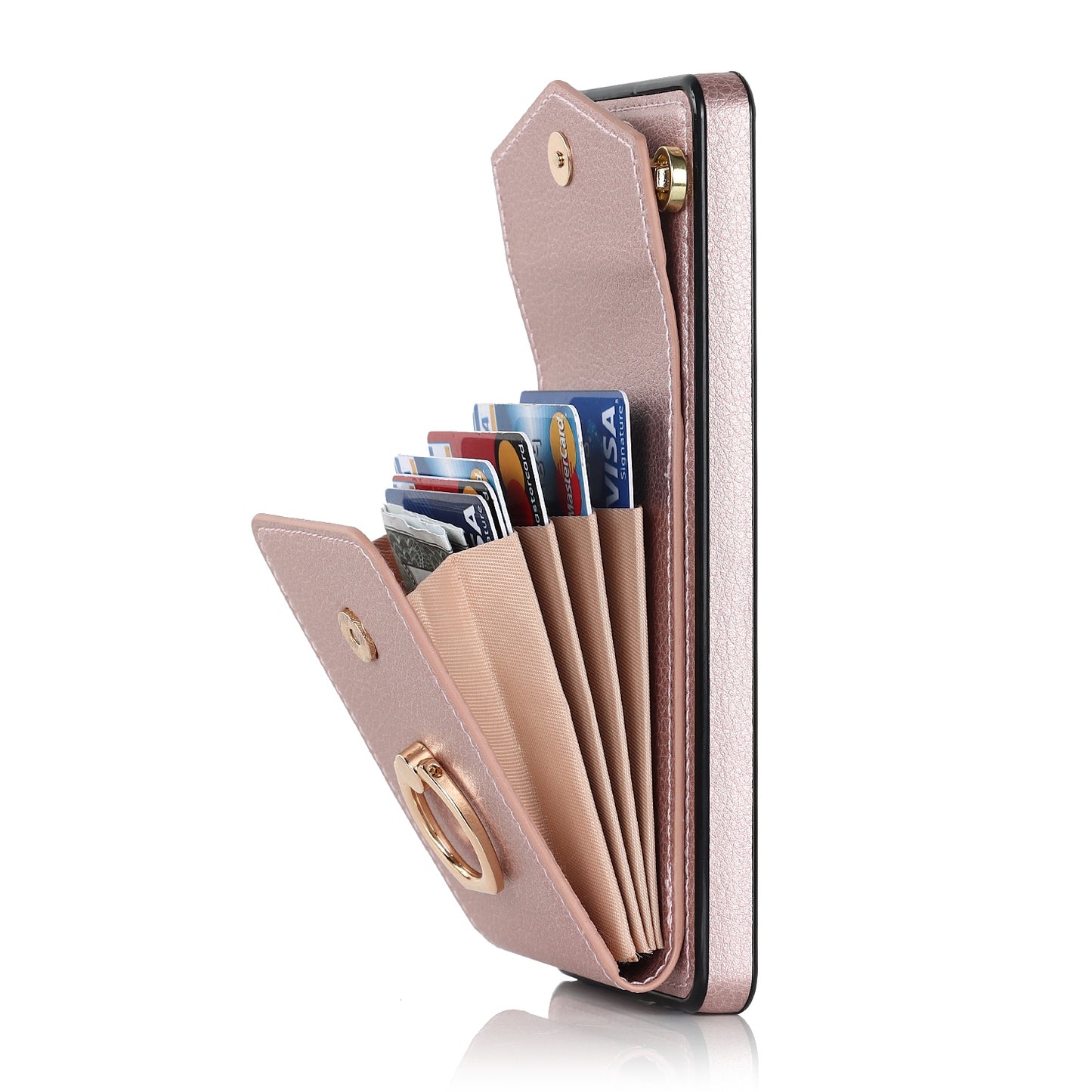For Samsung Galaxy S20 FE 5G / S20 FE / S20 FE 2022 / S20 Lite Accordion Style PU Leather+TPU Kickstand Case RFID Blocking Multiple Card Slots Phone Cover - Rose Gold