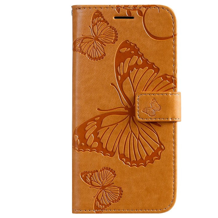 KT Imprinting Flower Series-2 for Honor 70 5G Magnetic Clasp PU Leather Mobile Phone Case Imprinted Butterfly Pattern Stand Wallet Cover - Yellow