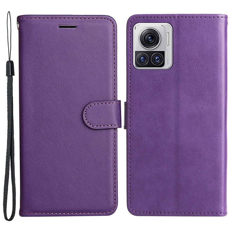 KT Leather Series-2 for Motorola Moto X30 Pro 5G / Edge 30 Ultra 5G Solid Color Wallet Case PU Leather Stand Magnetic Closure Shockproof Protective Flip Cover - Purple
