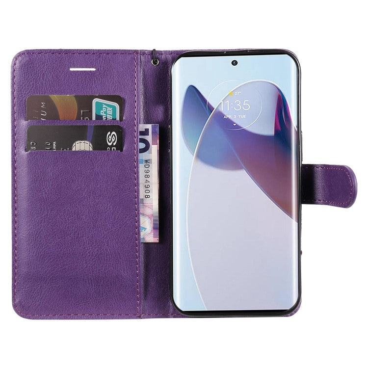 KT Leather Series-2 for Motorola Moto X30 Pro 5G / Edge 30 Ultra 5G Solid Color Wallet Case PU Leather Stand Magnetic Closure Shockproof Protective Flip Cover - Purple