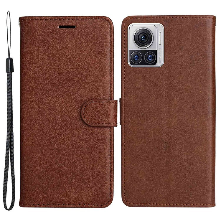 KT Leather Series-2 for Motorola Moto X30 Pro 5G / Edge 30 Ultra 5G Solid Color Wallet Case PU Leather Stand Magnetic Closure Shockproof Protective Flip Cover - Brown