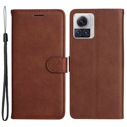 KT Leather Series-2 for Motorola Moto X30 Pro 5G / Edge 30 Ultra 5G Solid Color Wallet Case PU Leather Stand Magnetic Closure Shockproof Protective Flip Cover - Brown
