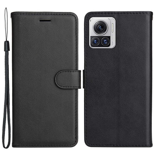 KT Leather Series-2 for Motorola Moto X30 Pro 5G / Edge 30 Ultra 5G Solid Color Wallet Case PU Leather Stand Magnetic Closure Shockproof Protective Flip Cover - Black