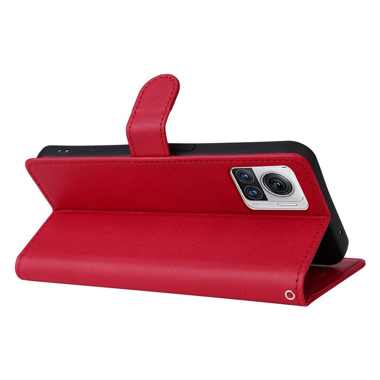 KT Leather Series-2 for Motorola Moto X30 Pro 5G / Edge 30 Ultra 5G Solid Color Wallet Case PU Leather Stand Magnetic Closure Shockproof Protective Flip Cover - Red