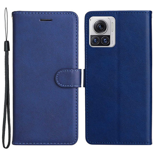 KT Leather Series-2 for Motorola Moto X30 Pro 5G / Edge 30 Ultra 5G Solid Color Wallet Case PU Leather Stand Magnetic Closure Shockproof Protective Flip Cover - Blue