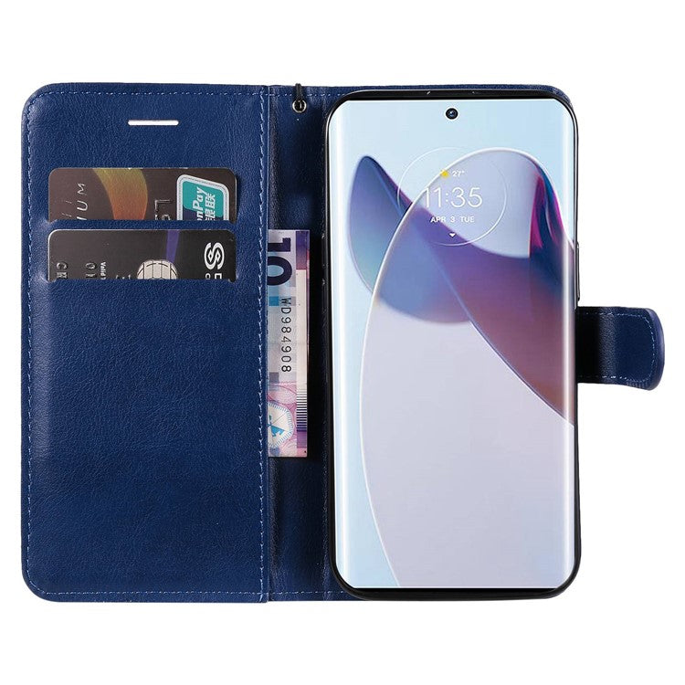 KT Leather Series-2 for Motorola Moto X30 Pro 5G / Edge 30 Ultra 5G Solid Color Wallet Case PU Leather Stand Magnetic Closure Shockproof Protective Flip Cover - Blue