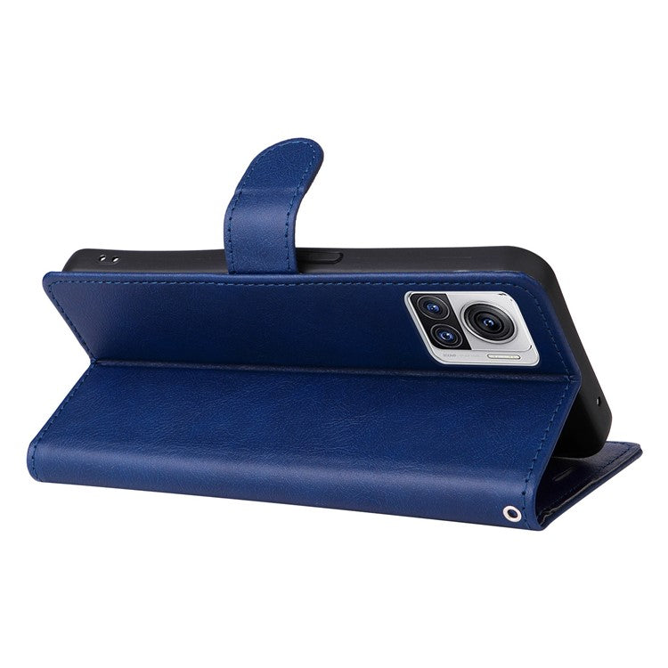 KT Leather Series-2 for Motorola Moto X30 Pro 5G / Edge 30 Ultra 5G Solid Color Wallet Case PU Leather Stand Magnetic Closure Shockproof Protective Flip Cover - Blue
