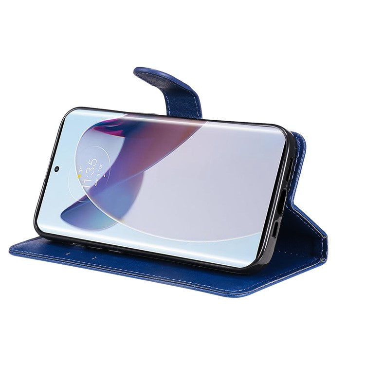 KT Leather Series-2 for Motorola Moto X30 Pro 5G / Edge 30 Ultra 5G Solid Color Wallet Case PU Leather Stand Magnetic Closure Shockproof Protective Flip Cover - Blue