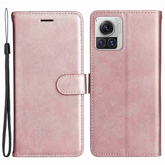 KT Leather Series-2 for Motorola Moto X30 Pro 5G / Edge 30 Ultra 5G Solid Color Wallet Case PU Leather Stand Magnetic Closure Shockproof Protective Flip Cover - Rose Gold