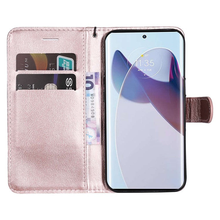 KT Leather Series-2 for Motorola Moto X30 Pro 5G / Edge 30 Ultra 5G Solid Color Wallet Case PU Leather Stand Magnetic Closure Shockproof Protective Flip Cover - Rose Gold