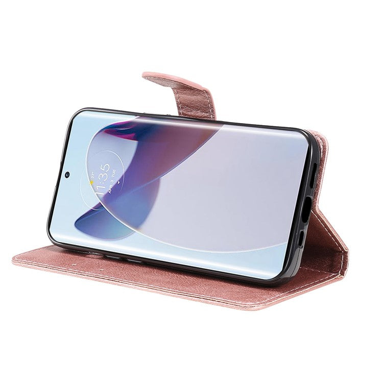 KT Leather Series-2 for Motorola Moto X30 Pro 5G / Edge 30 Ultra 5G Solid Color Wallet Case PU Leather Stand Magnetic Closure Shockproof Protective Flip Cover - Rose Gold