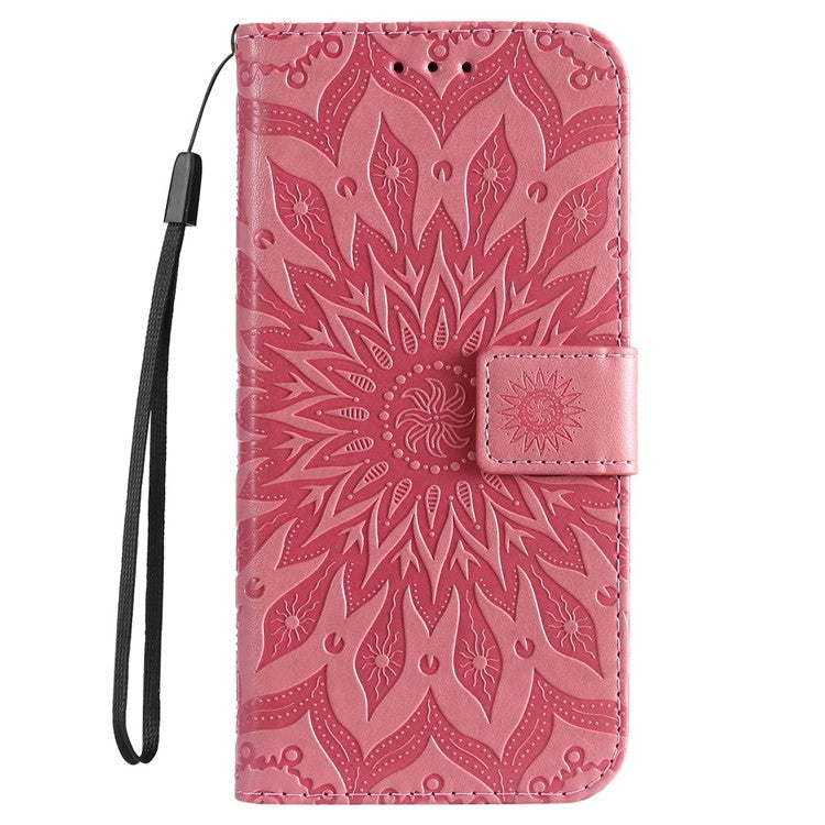 KT Imprinting Flower Series-1 for Motorola Edge 30 Fusion 5G / Moto S30 Pro 5G PU Leather Shockproof Case Sunflower Imprinted Stand Phone Wallet Cover - Pink