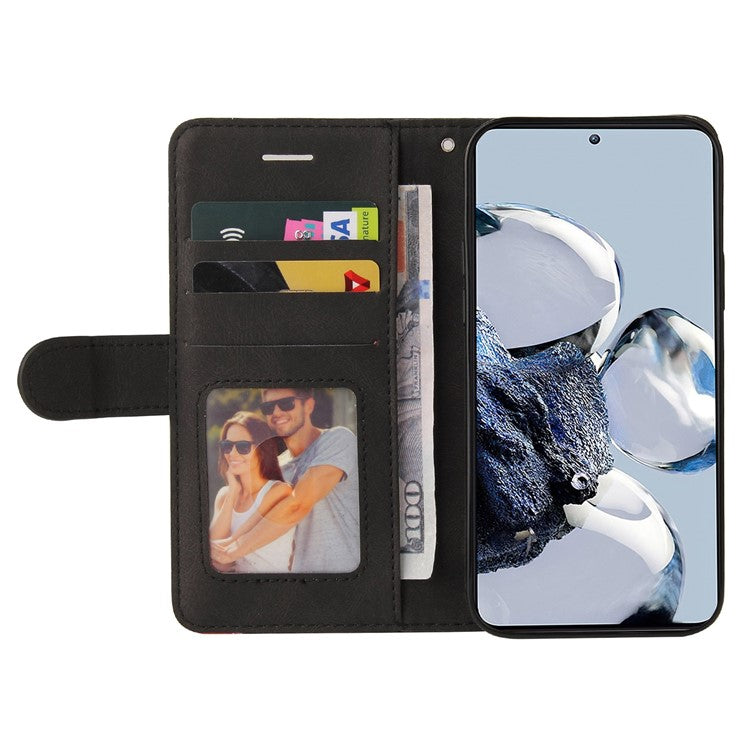 KT Leather Series-1 For Motorola Edge 30 Fusion 5G / Moto S30 Pro 5G Dual-color Splicing Full Coverage PU Leather Phone Wallet Case Stand Drop-proof Cover with Strap - Black